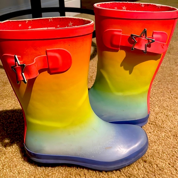 Wonder Nation girls Rain Boots size 13-1 rainbow color - Picture 1 of 2